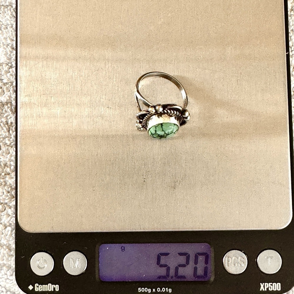 Navajo Turquoise Flower Ring Sz 7 Signed Priscilla Smith Native Amer Sterling - Picture 9 of 9